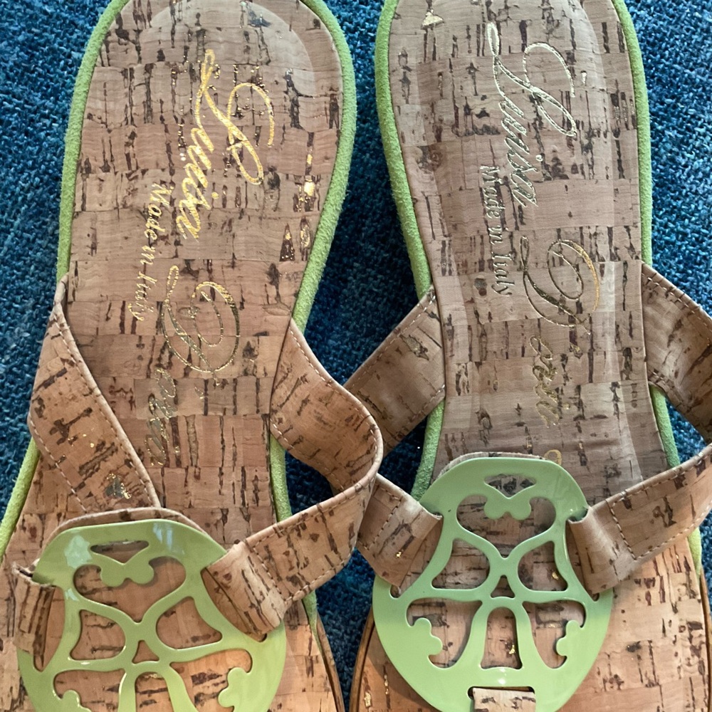 Italian made sandals by Luisa D’Dorio. Cork footbed.